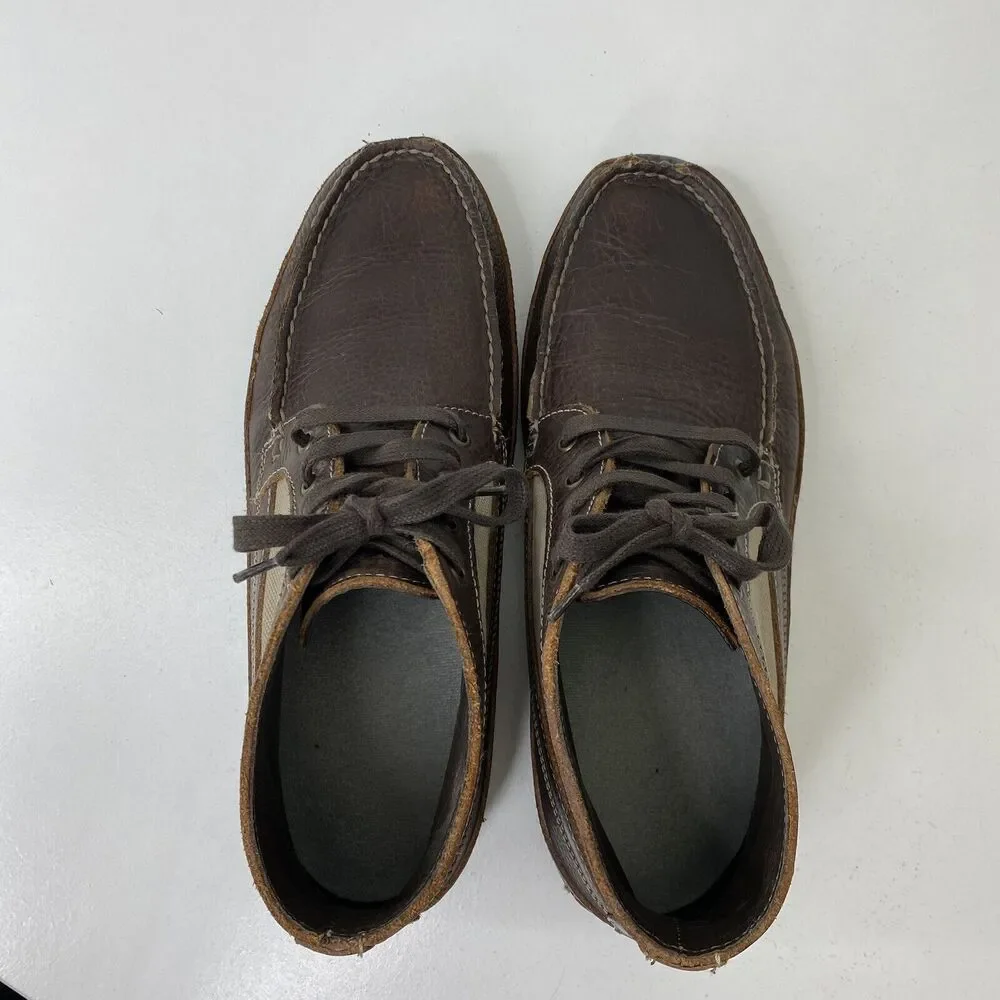 Duluth Trading Boots Mens 10M Work Ankle Chuckka Brown Leather Canvas Lace Up